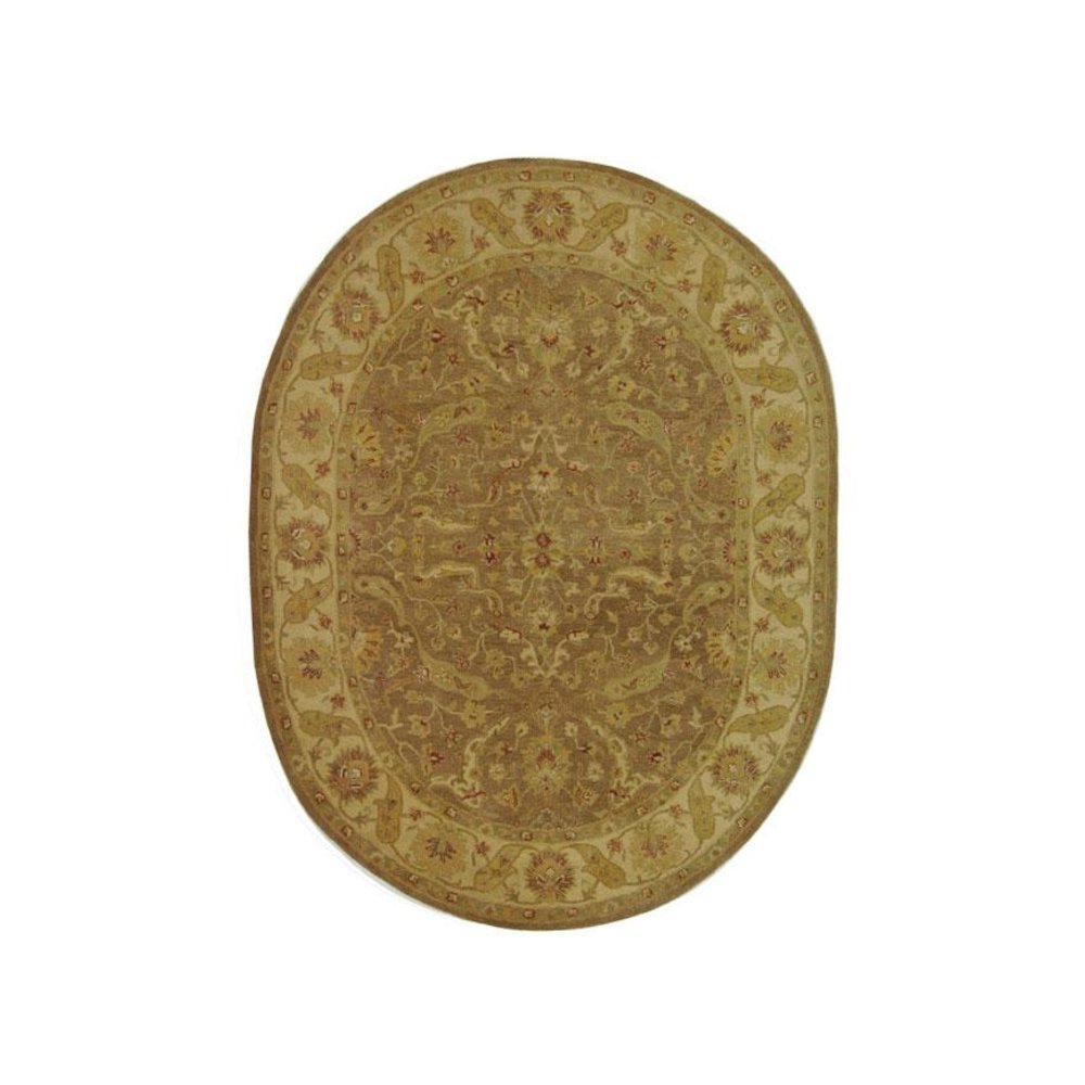 ANTIQUITY, BROWN / GOLD, 7'-6" X 9'-6" Oval, Area Rug. Picture 1