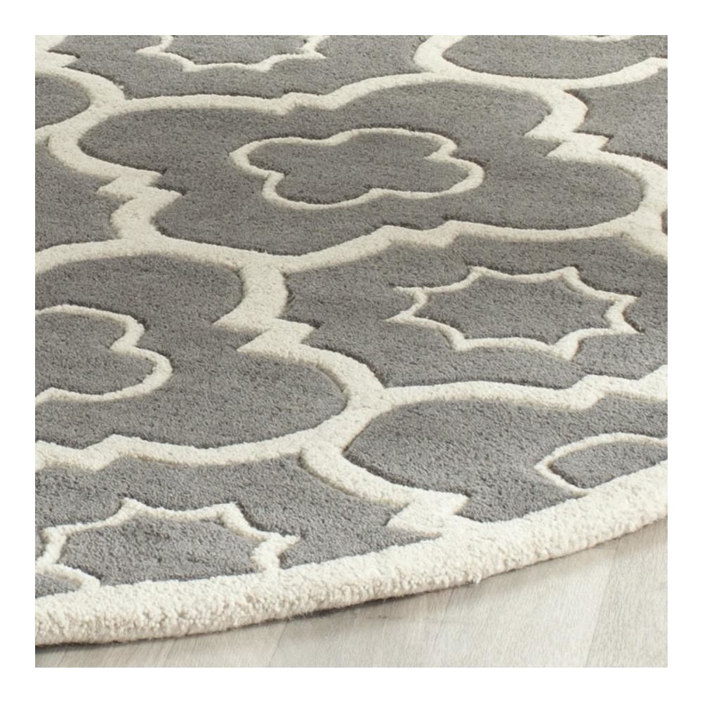 CHATHAM, DARK GREY / IVORY, 3' X 3' Round, Area Rug, CHT750D-3R. Picture 1