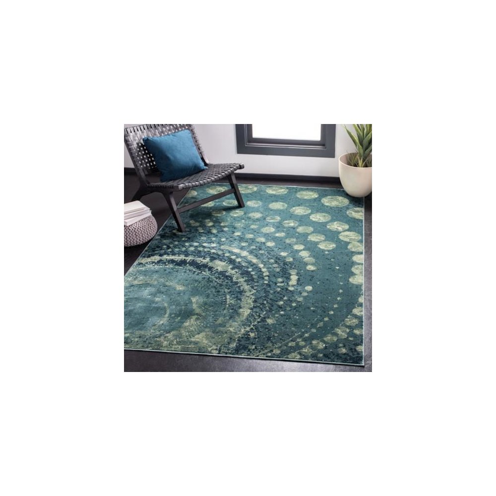 CONSTELLATION VINTAGE, TURQUOISE / MULTI, 6'-7" X 9'-2", Area Rug. Picture 4
