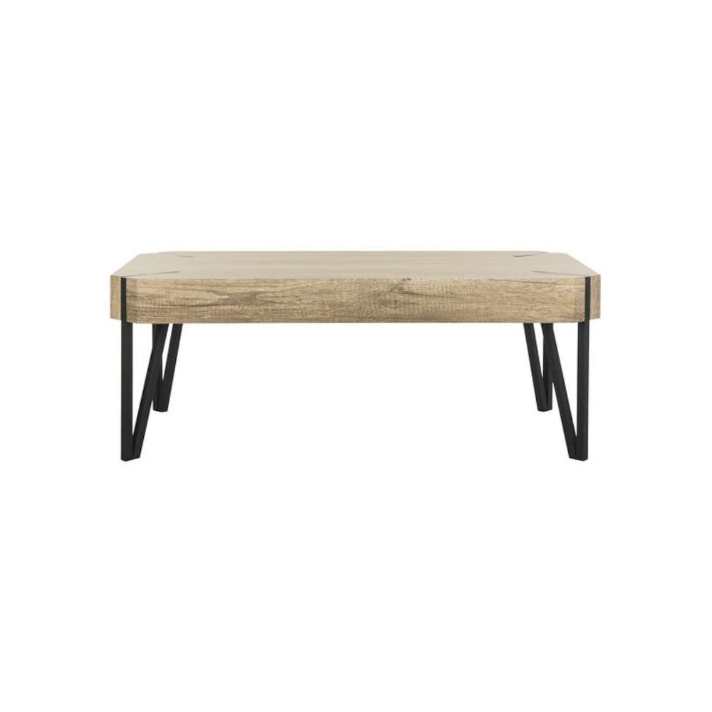 Safavieh Home Liann Rustic Multi Brown and Black Glass Leg Coffee Table. Picture 1