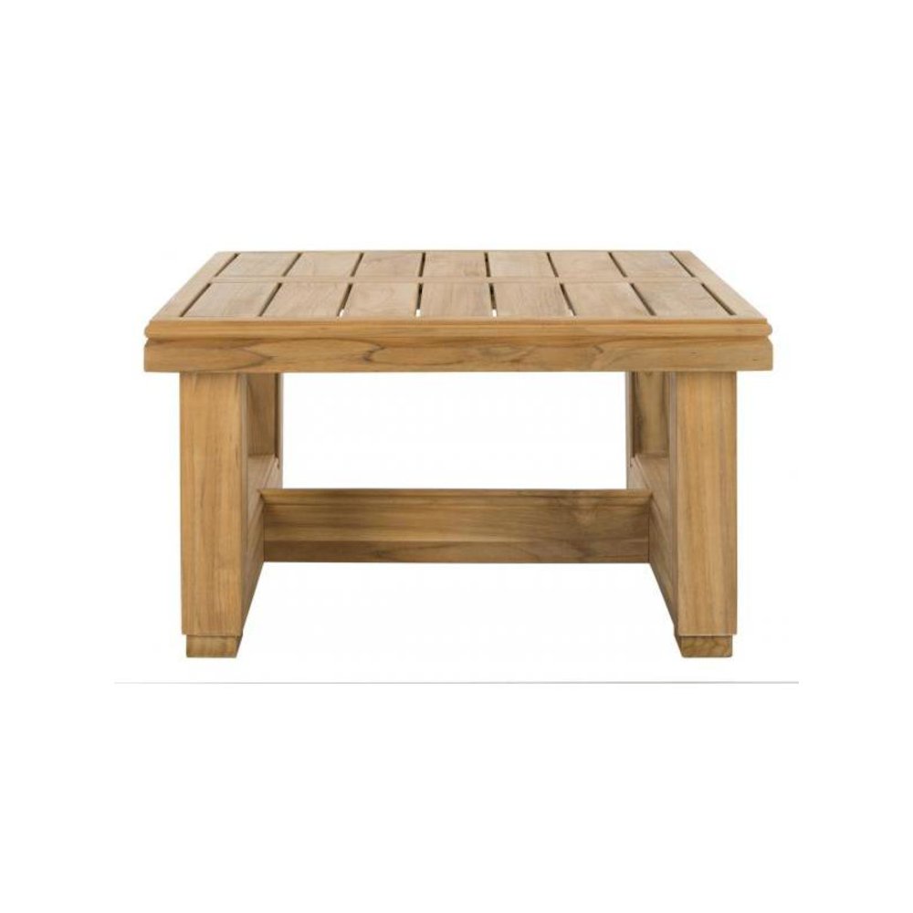 Couture Montford Contemporary Teak End Table, Natural Teak. Picture 1