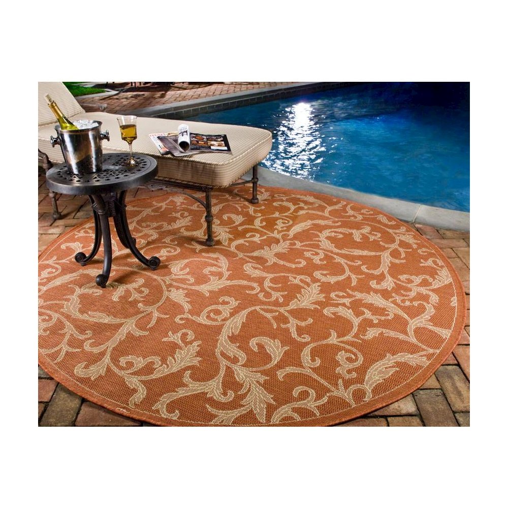 COURTYARD, TERRACOTTA / NATURAL, 6'-7" X 6'-7" Round, Area Rug, CY2653-3202-7R. Picture 1