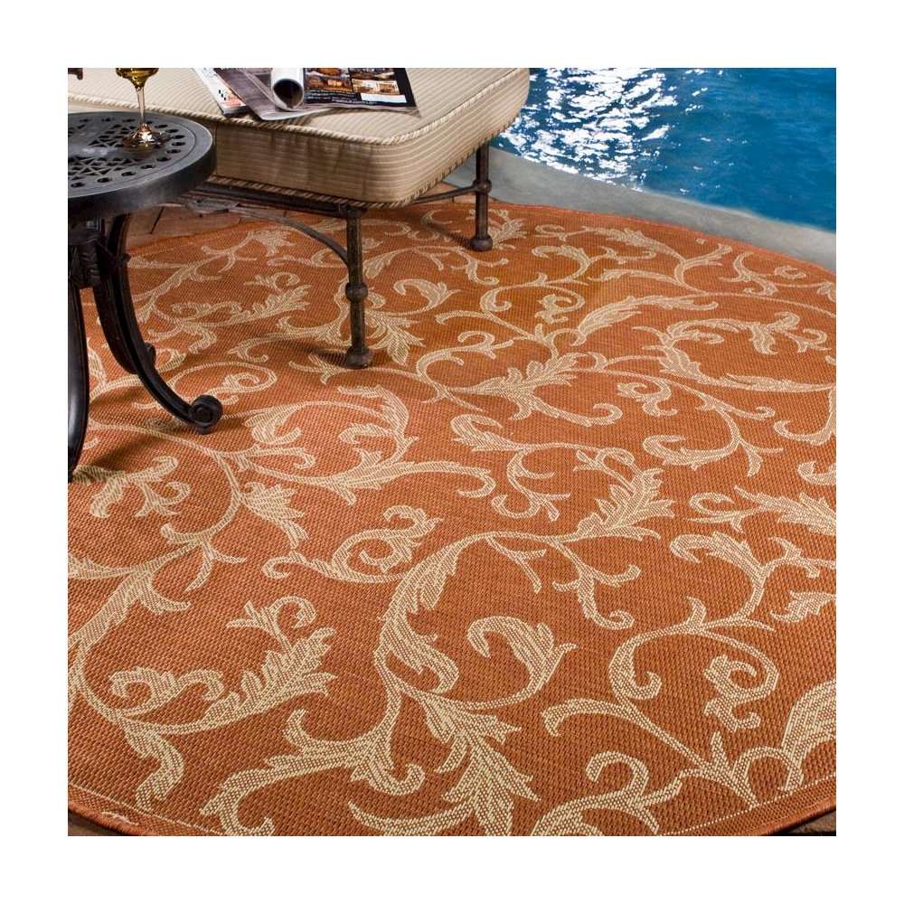 COURTYARD, TERRACOTTA / NATURAL, 6'-7" X 6'-7" Round, Area Rug, CY2653-3202-7R. Picture 2