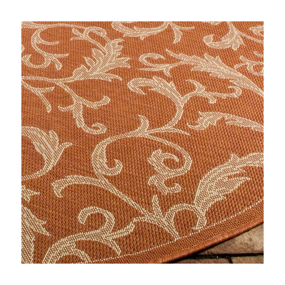 COURTYARD, TERRACOTTA / NATURAL, 6'-7" X 6'-7" Round, Area Rug, CY2653-3202-7R. Picture 3
