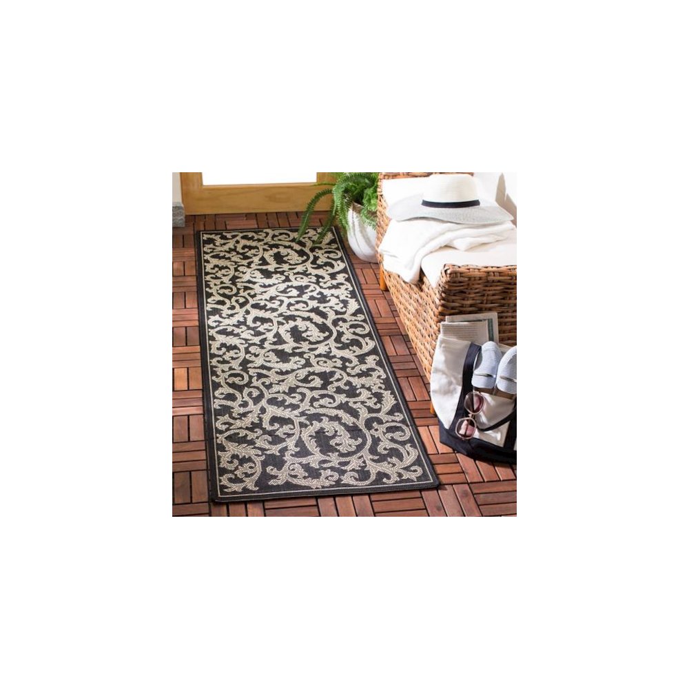 COURTYARD, BLACK / SAND, 2'-3" X 12', Area Rug, CY2653-3908-212. Picture 2
