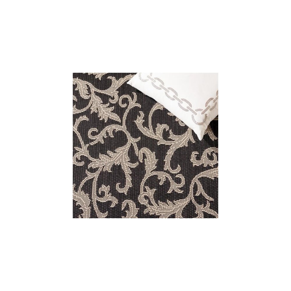 COURTYARD, BLACK / SAND, 6'-7" X 6'-7" Round, Area Rug, CY2653-3908-7R. Picture 4