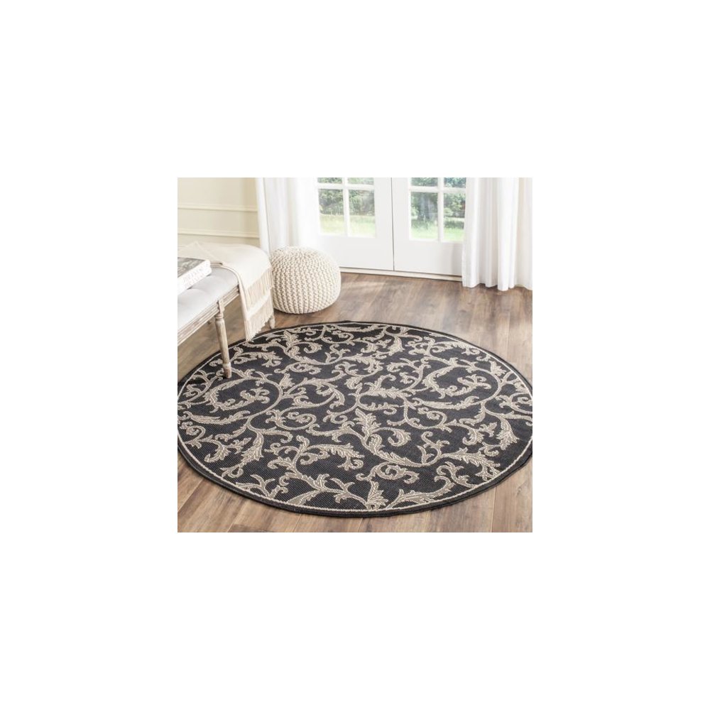 COURTYARD, BLACK / SAND, 6'-7" X 6'-7" Round, Area Rug, CY2653-3908-7R. Picture 2