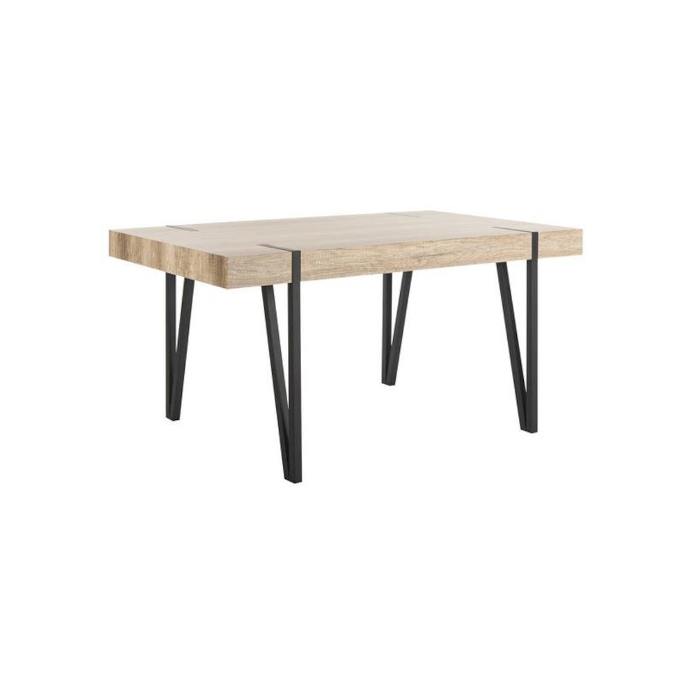 ALYSSA RUSTIC MIDCENTURY WOOD TOP DINING TABLE. Picture 1