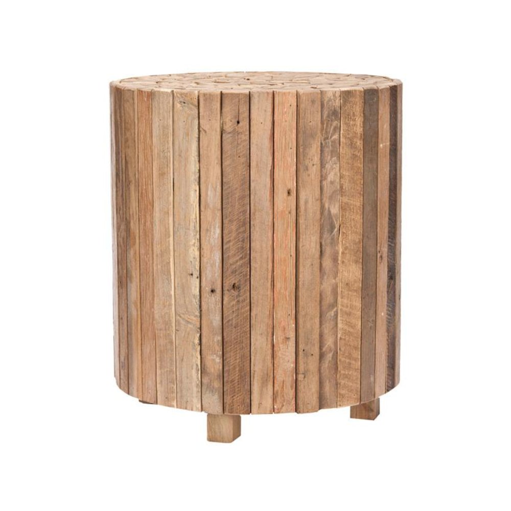 RICHMOND RUSTIC WOOD BLOCK ROUND END TABLE. Picture 1