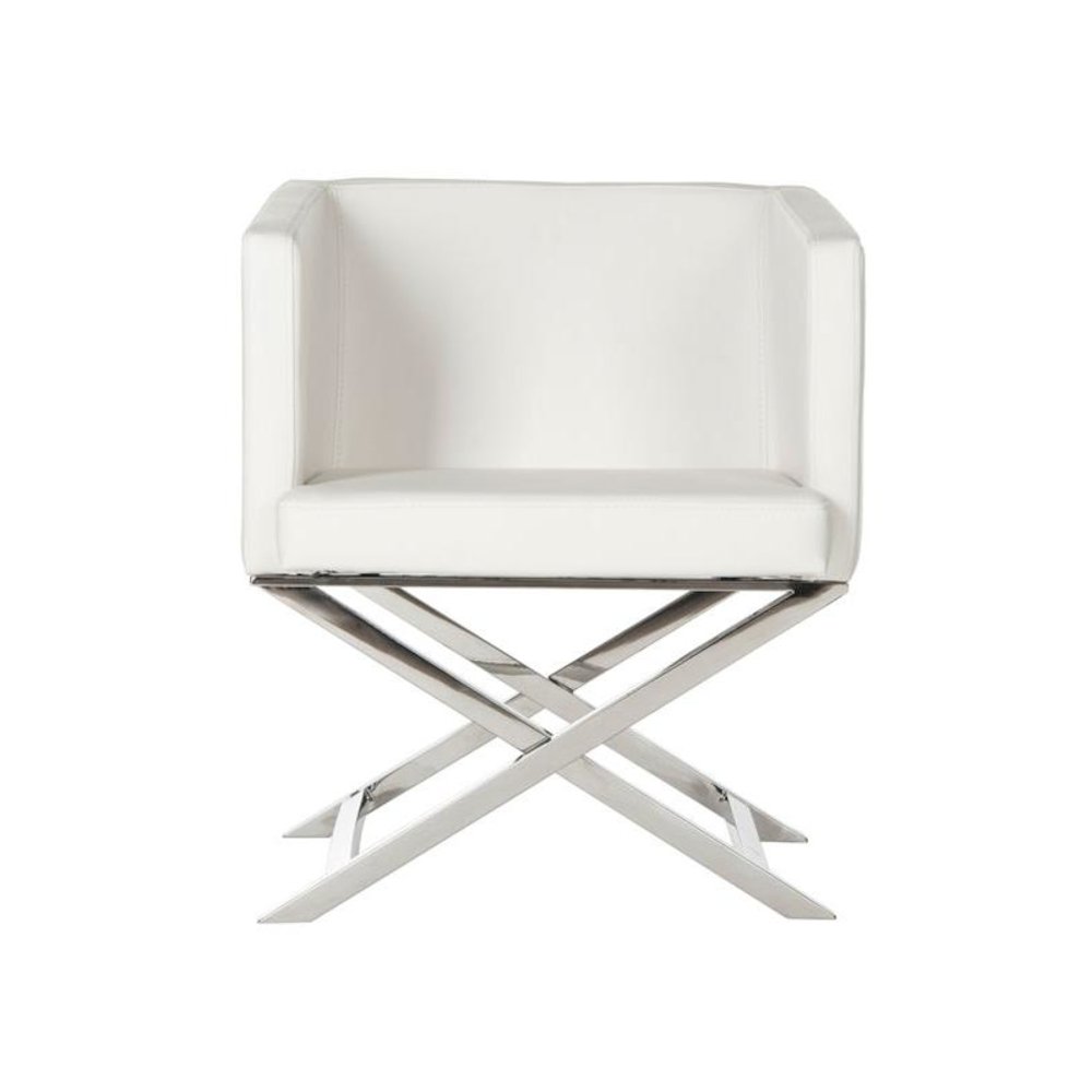 CELINE BONDED LEATHER CHROME  CROSS LEG CHAIR, FOX2033C. Picture 1