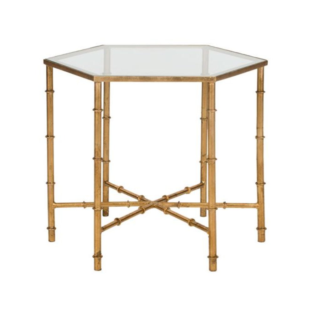 KERRI GOLD LEAF MIRROR TOP ACCENT TABLE, FOX2517B. Picture 1