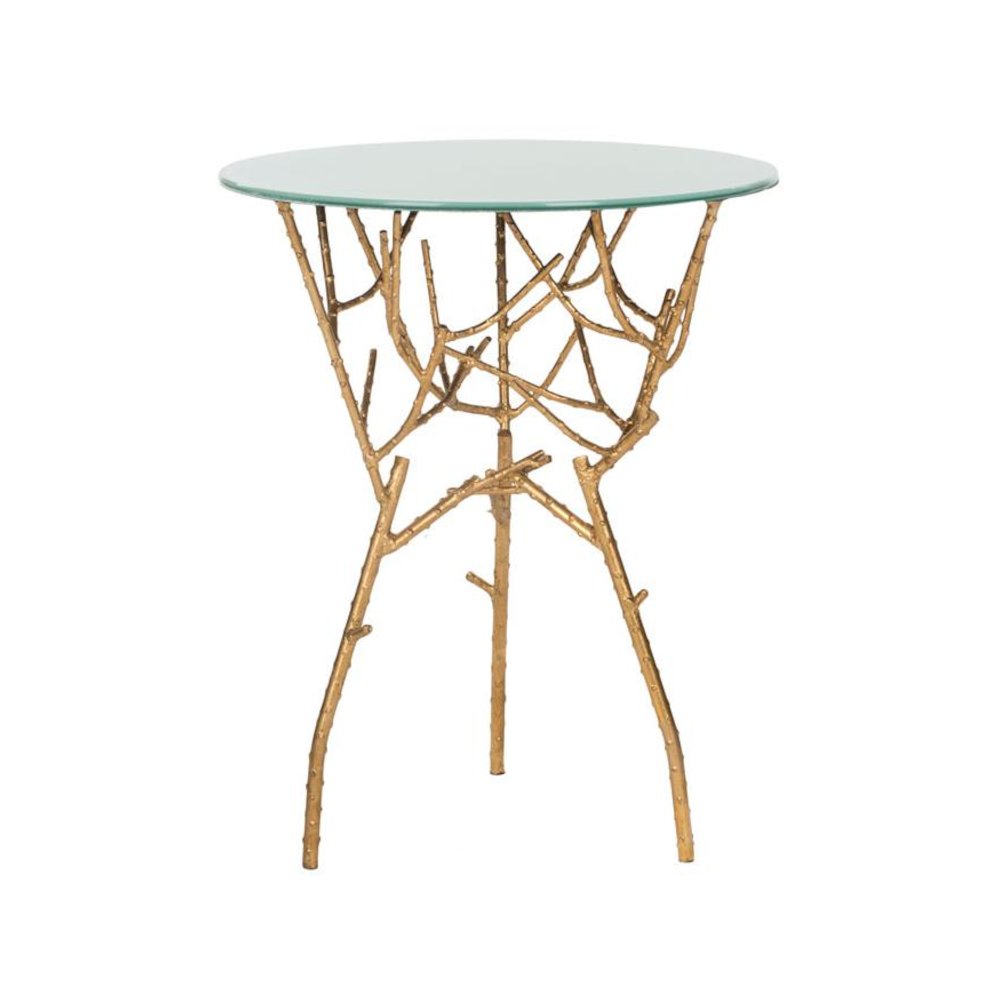 TARA BRANCHED GLASS TOP GOLD ACCENT TABLE, FOX2520A. Picture 1