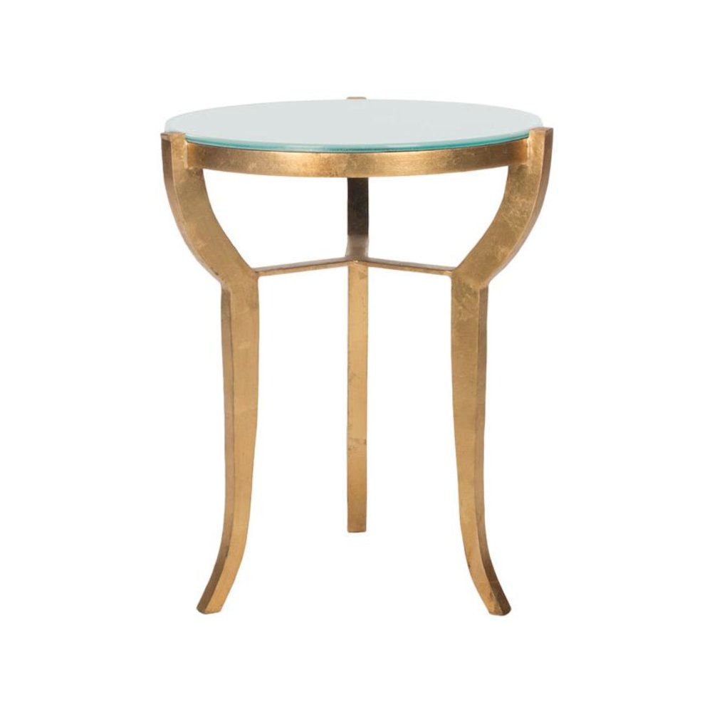 ORMOND MIRROR TOP GOLD LEAF ACCENT TABLE. Picture 1