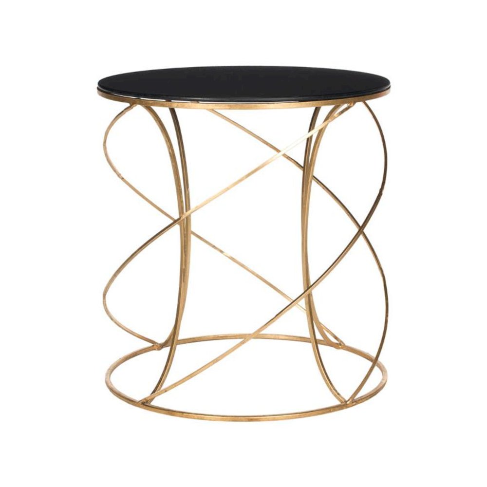 CAGNEY GLASS TOP ROUND ACCENT TABLE, FOX2535B. Picture 1