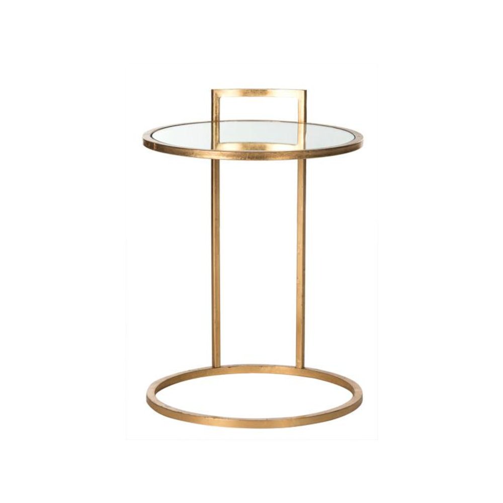 CALVIN ROUND GOLD LEAF END TABLE. Picture 1