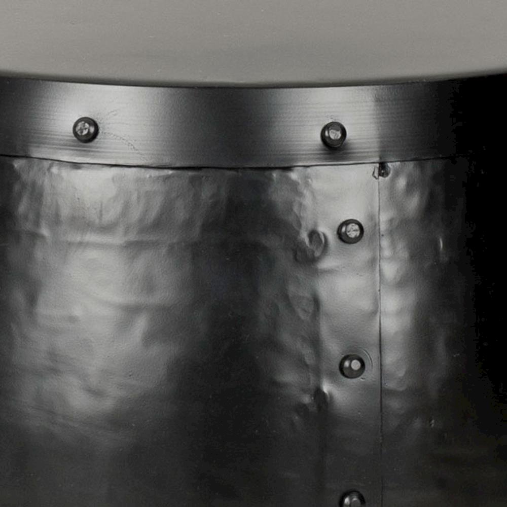 Home Collection Hogan Silver Iron Drum Stool, Black. Picture 4
