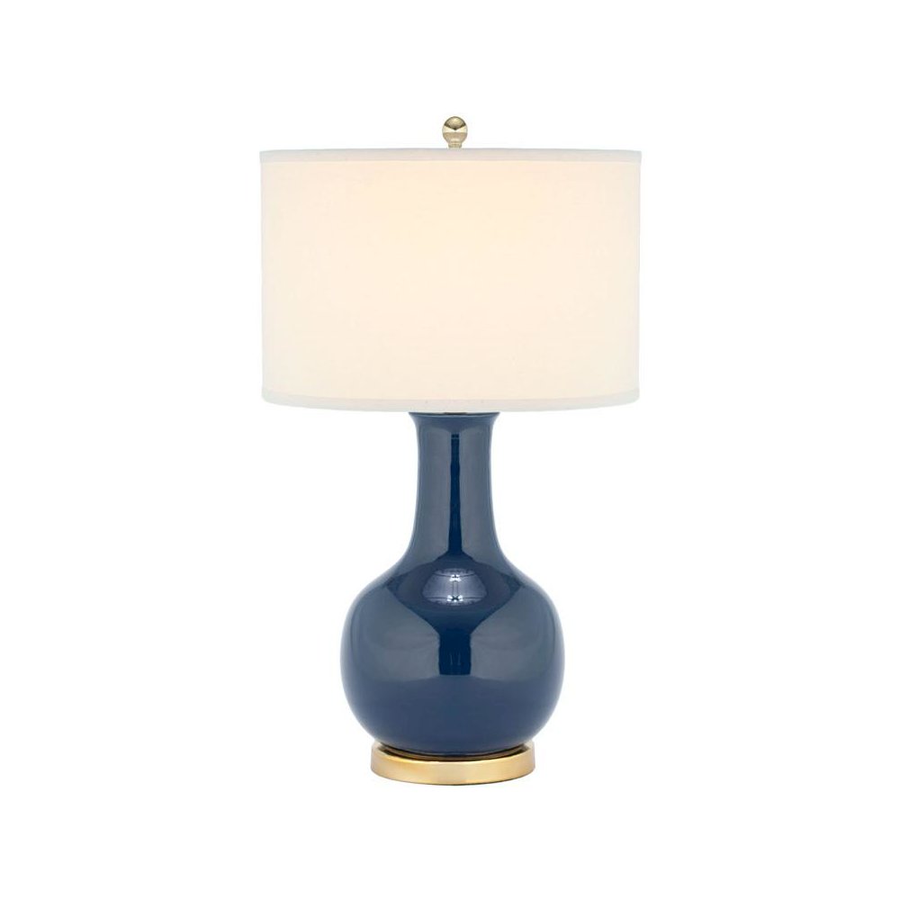 NAVY 27.5-INCH H BLUE CERAMIC PARIS LAMP. Picture 1