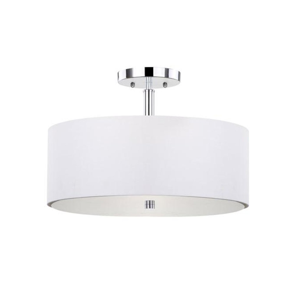 CLARA 3 LIGHT CHROME 16-INCH DIA SEMI FLUSH DRUM LIGHT. Picture 1