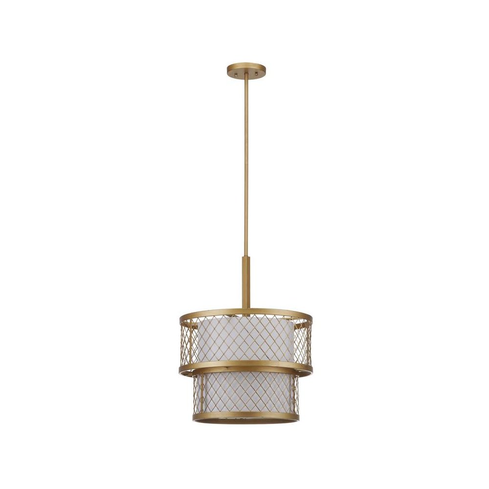 EVIE ANTIQUE 6 LIGHT GOLD 17-INCH DIA MESH ADJUSTABLE PENDANT. Picture 1