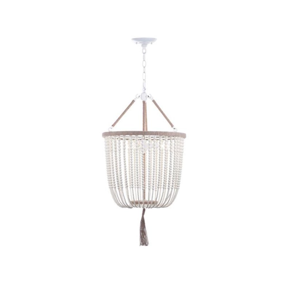 ANGIE 3 LIGHT CREAM 18-INCH DIA BEADED PENDANT. Picture 1