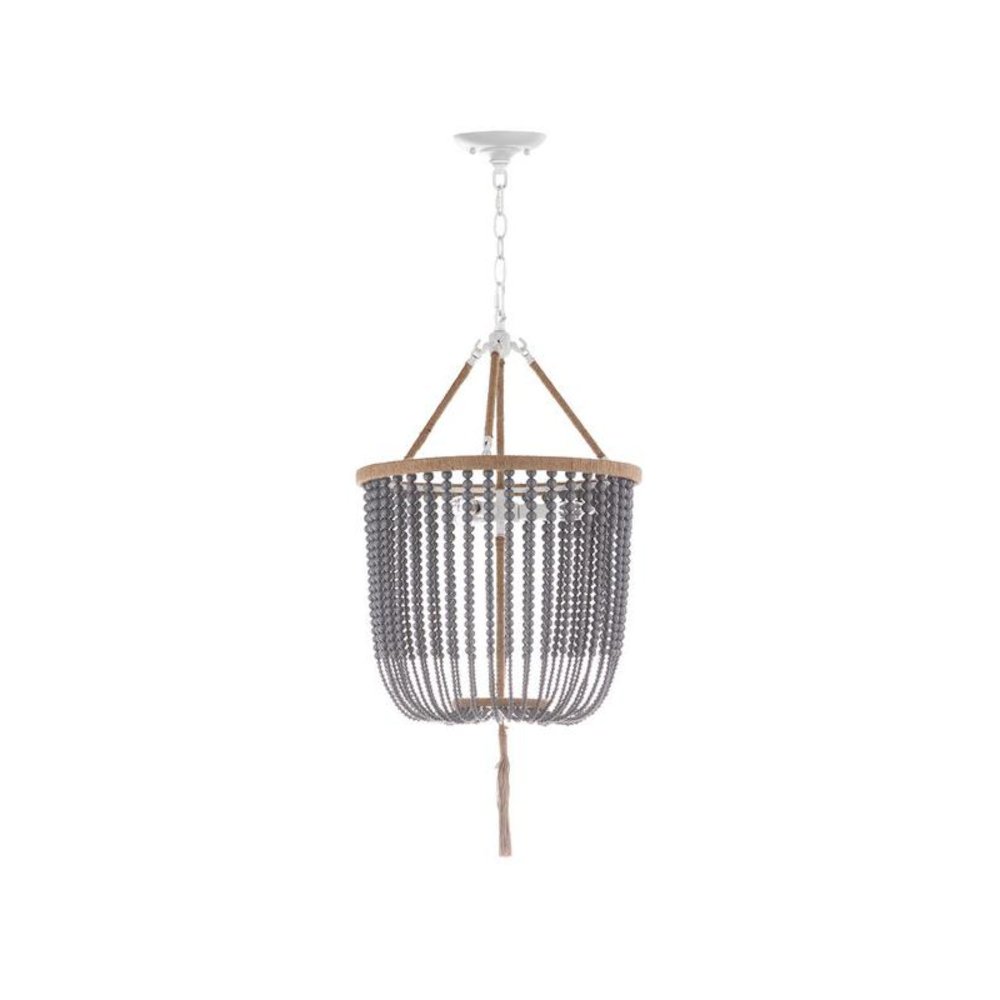 ANGIE 3 LIGHT GREY 18-INCH DIA  BEADED PENDANT. Picture 1
