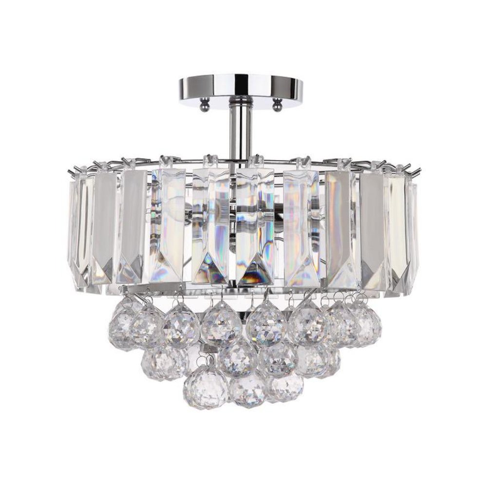 VAXCEL 3 LIGHTS CHROME ACRYLIC 13.5-INCH DIA FLUSH MOUNT. Picture 1