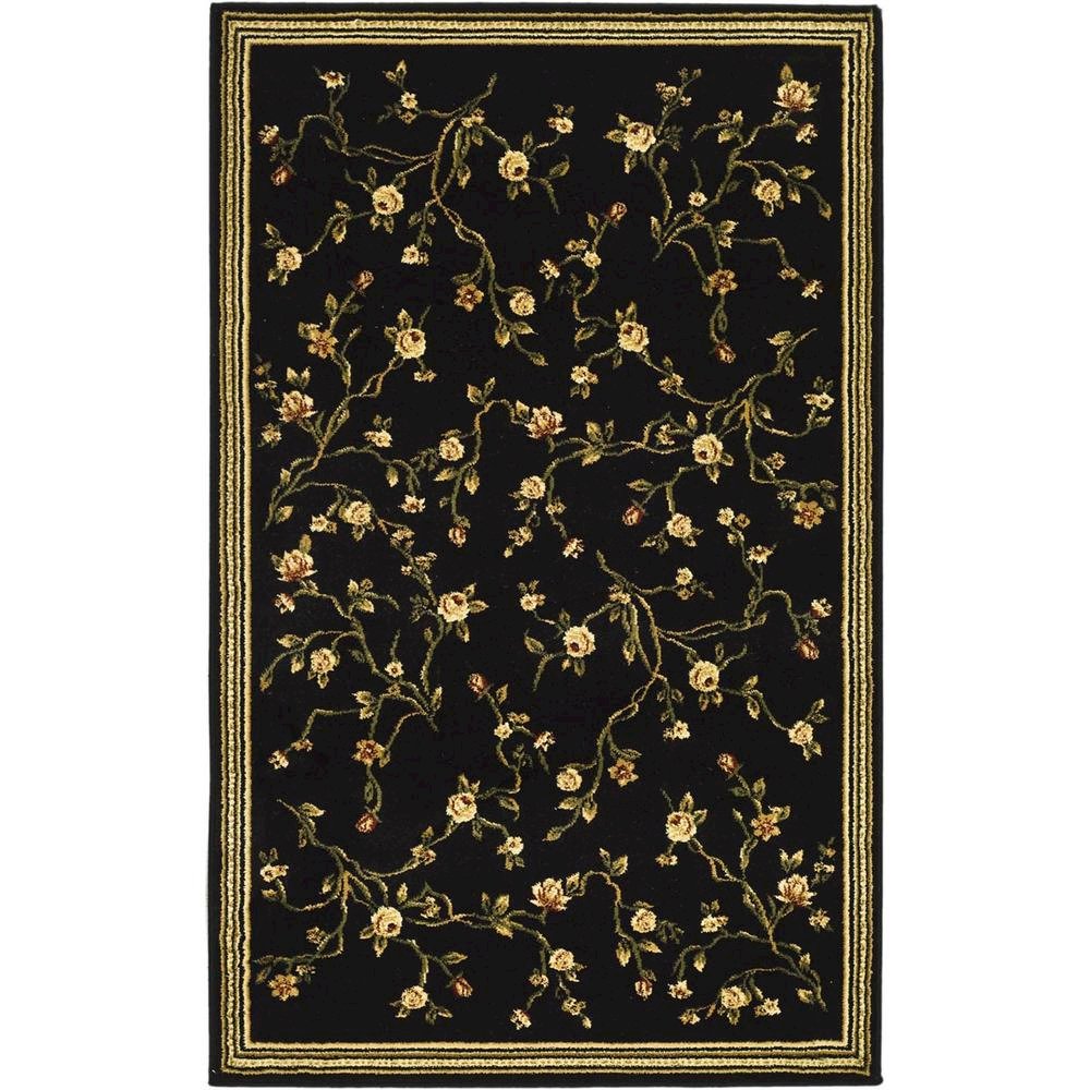 Black and Green Area Rug with Power Loomed Construction and Jute Backing. Picture 1
