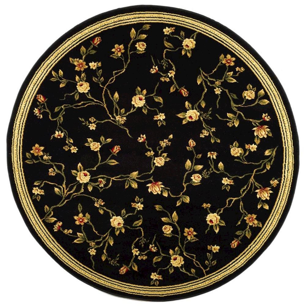 Black Round Area Rug with Polypropylene Pile and Jute Backing, Power Loomed. Picture 1