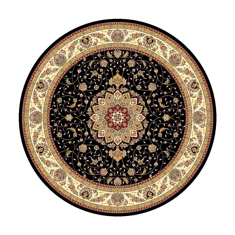 LYNDHURST, BLACK / IVORY, 8' X 8' Round, Area Rug, LNH329A-8R. Picture 1