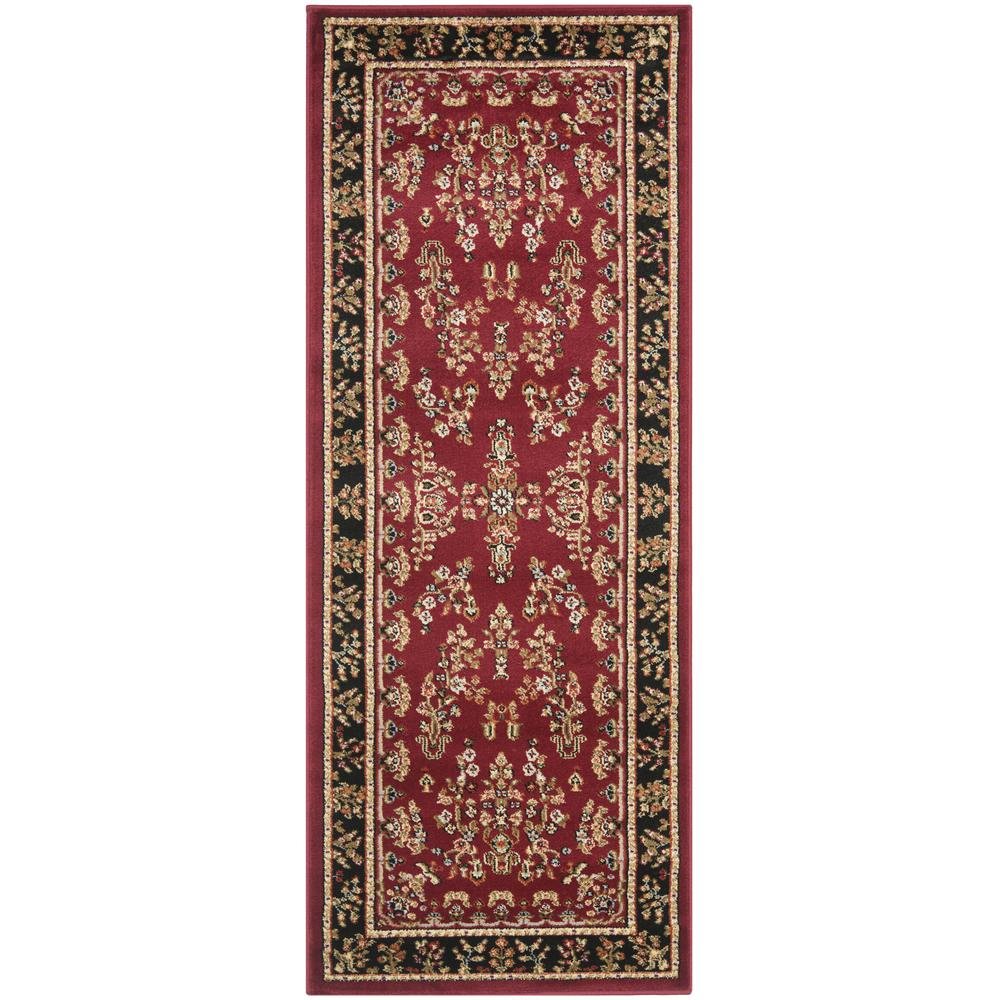Red and Black Area Rug with Power Loomed Polypropylene Material, Jute Backing. Picture 1