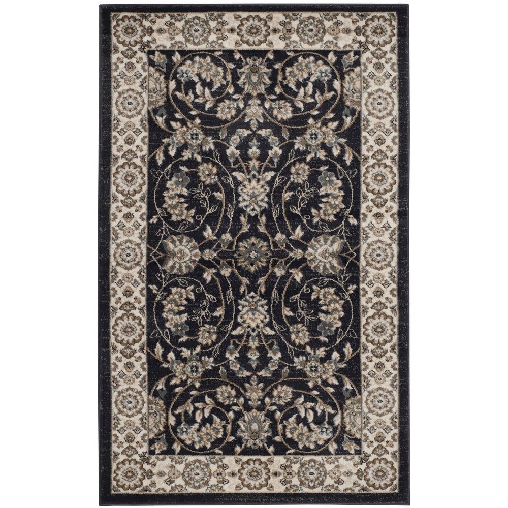 Anthracite and Cream Area Rug with Power Loomed Polypropylene Pile, Jute Backing. Picture 1