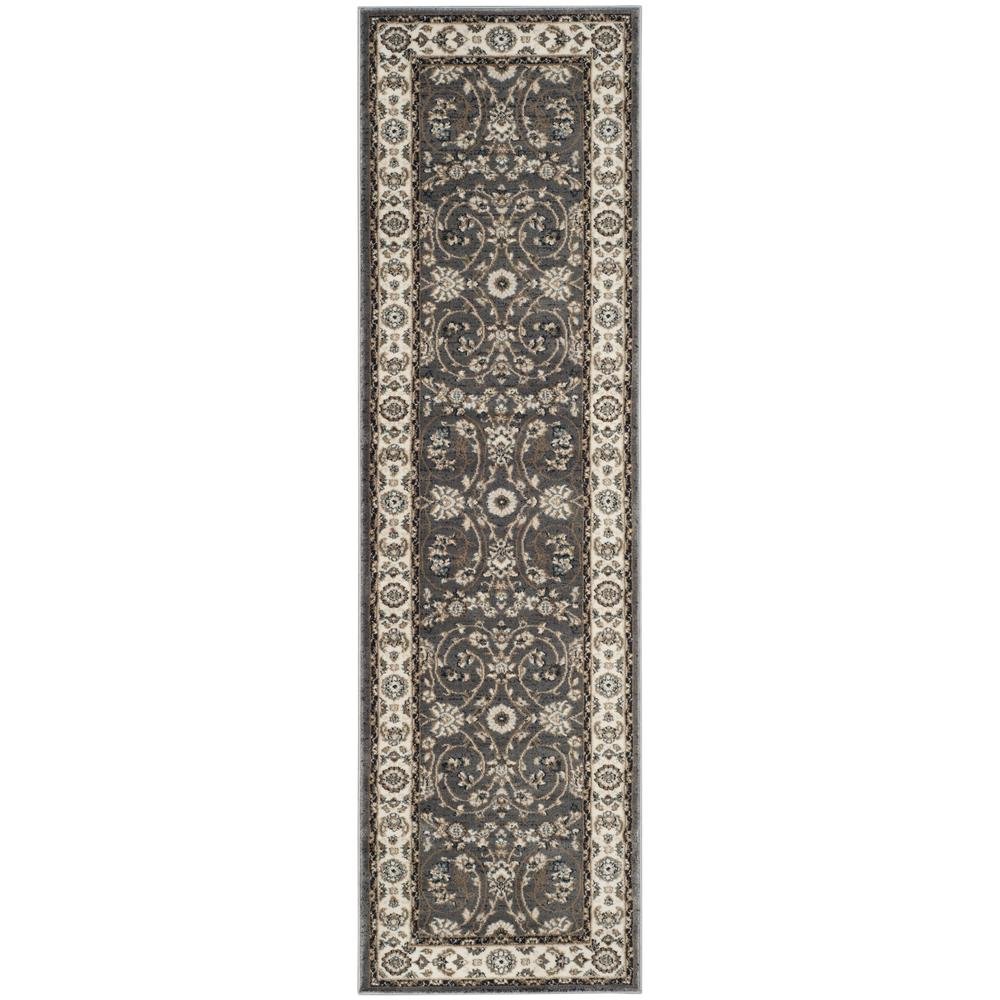 Grey / Cream Area Rug with Power Loomed Jute Backing, 2'-3" x 8' style. Picture 1
