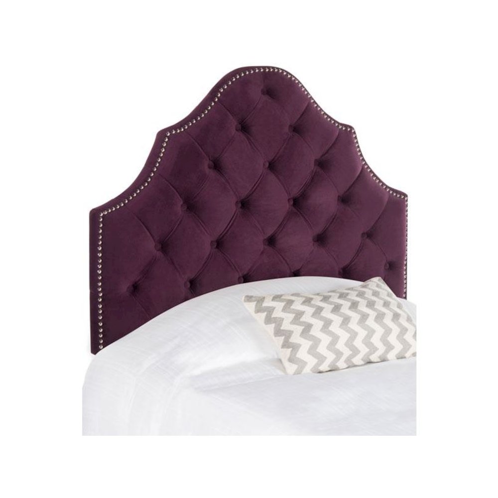 AREBELLE AUBERGINE VELVET HEADBOARD - SILVER NAIL HEAD, MCR4034F-T. Picture 1