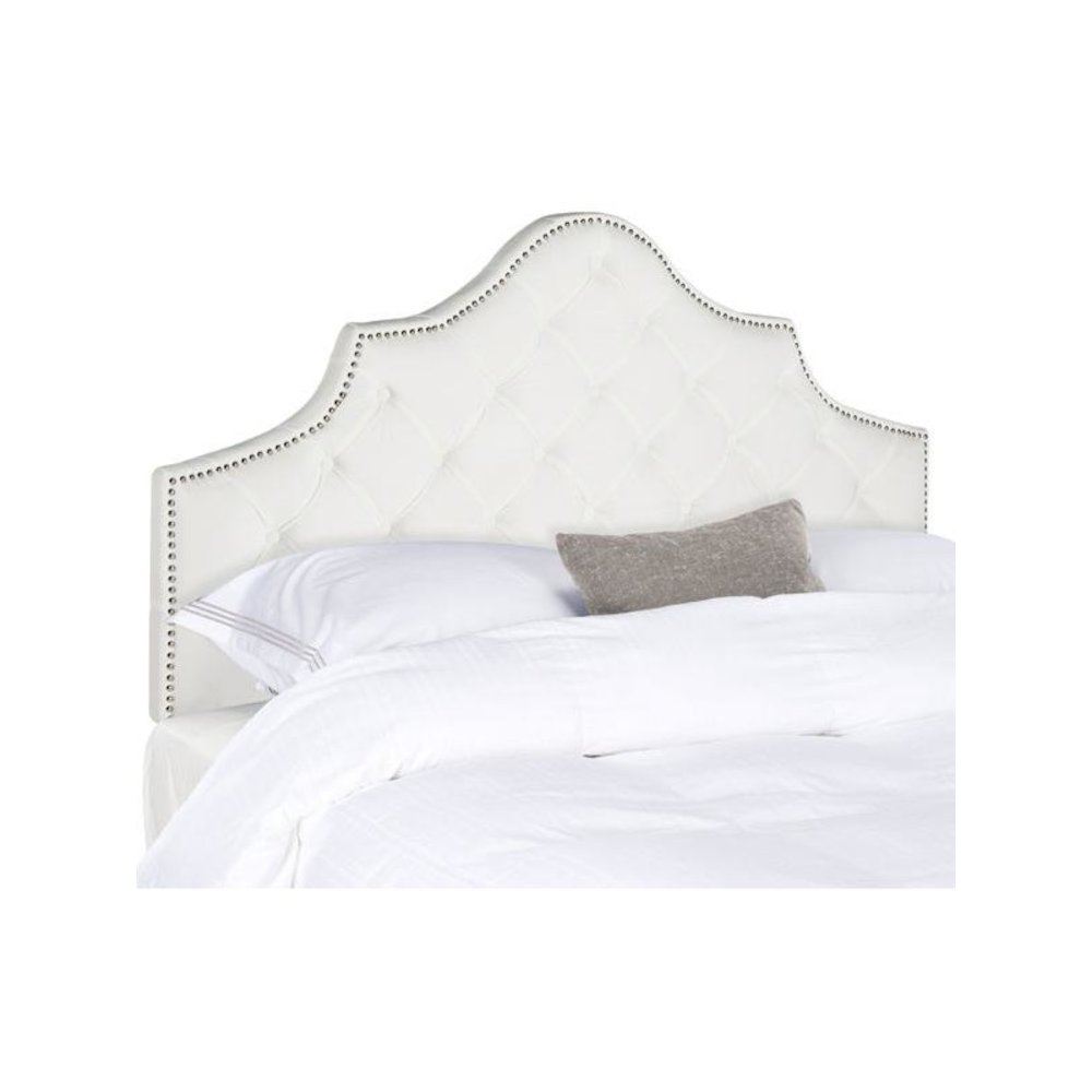 AREBELLE WHITE VELVET TUFTED HEADBOARD - SILVER NAIL HEAD, MCR4035H-F. Picture 1