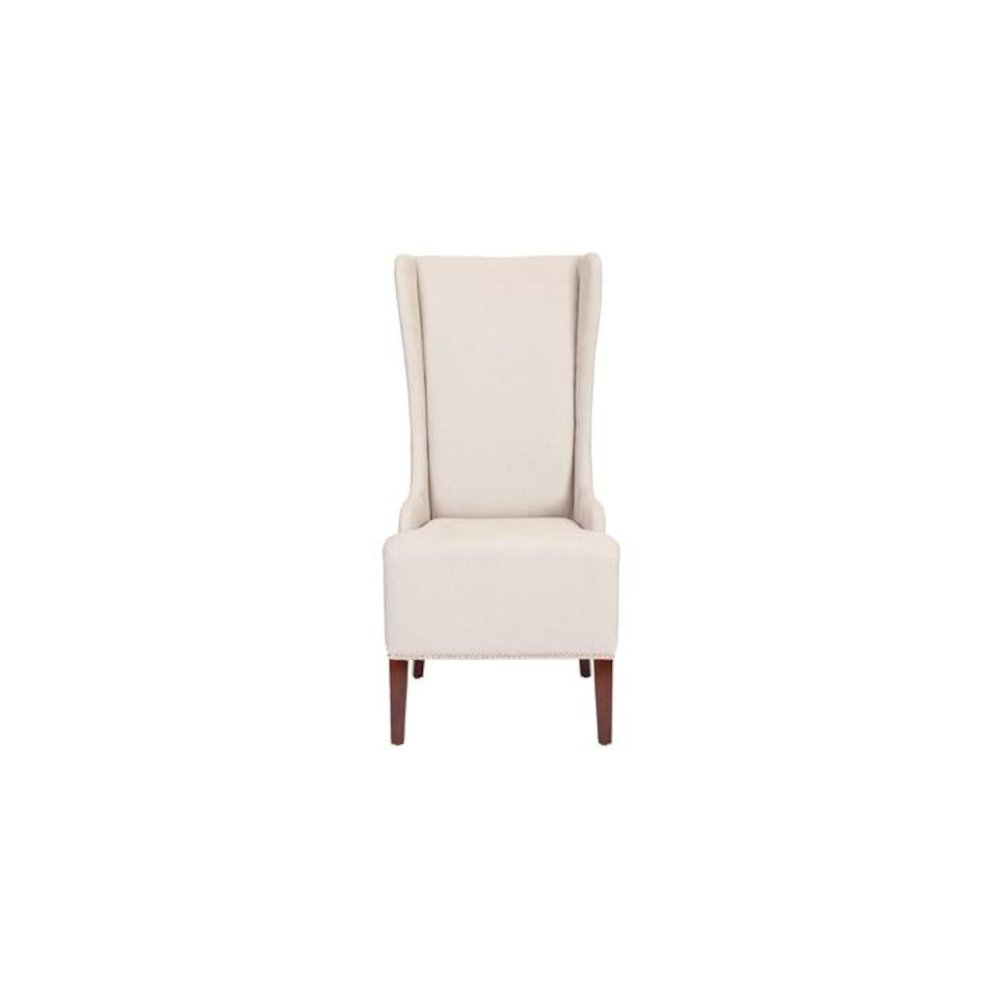 BECALL 20''H LINEN DINING CHAIR - SILVER NAIL HEADS. Picture 1