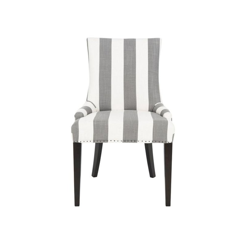 BECCA 19''H STRIPE LINEN DINING CHAIR - FLAT NAIL HEADS. Picture 1