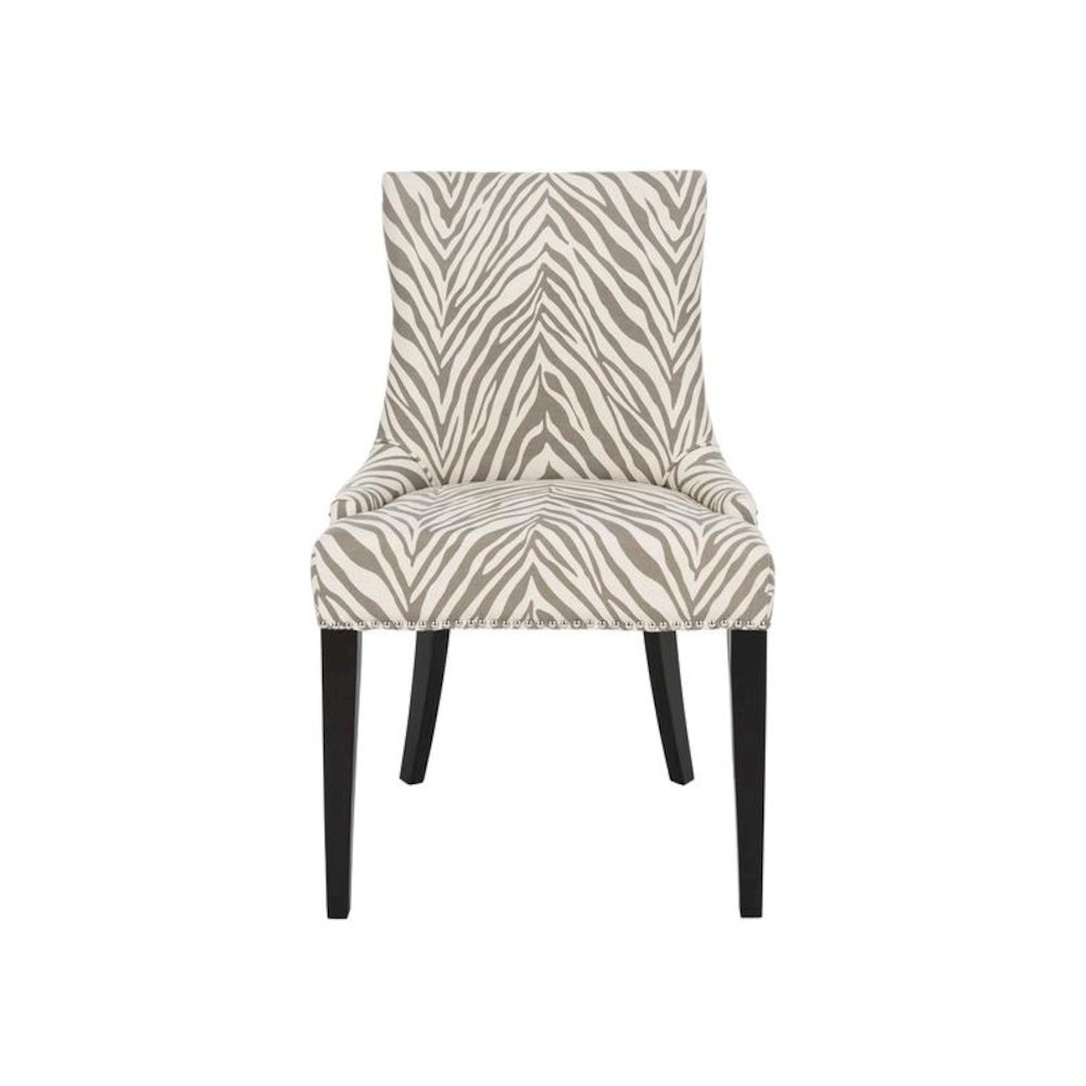 BECCA 19''H  GREY/WHITE ZEBRA  DINING CHAIR - SILVER NAIL HEADS. Picture 1