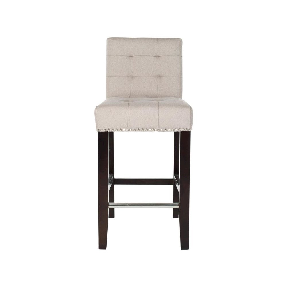 THOMPSON 23.9" LINEN COUNTER STOOL W/ SILVER NAILHEADS, MCR4511B. Picture 1