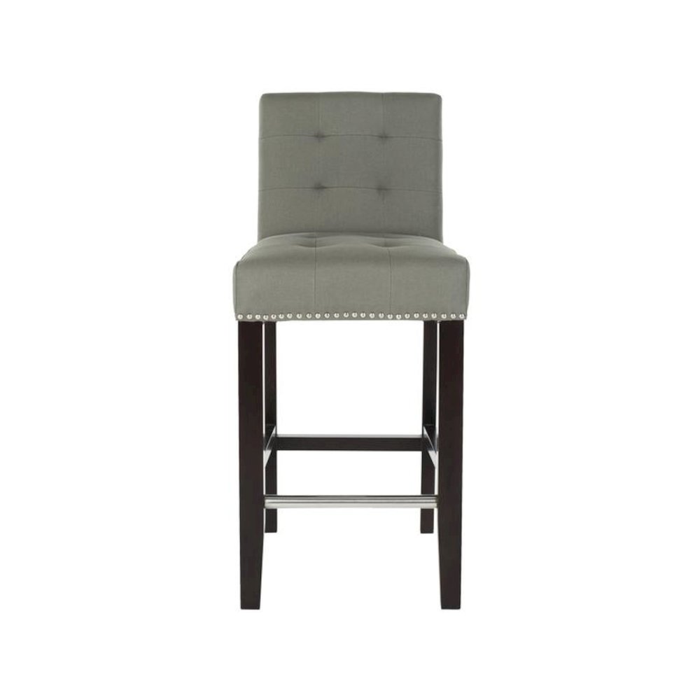 THOMPSON 23.9" LINEN COUNTER STOOL W/ SILVER NAILHEADS, MCR4511C. Picture 1