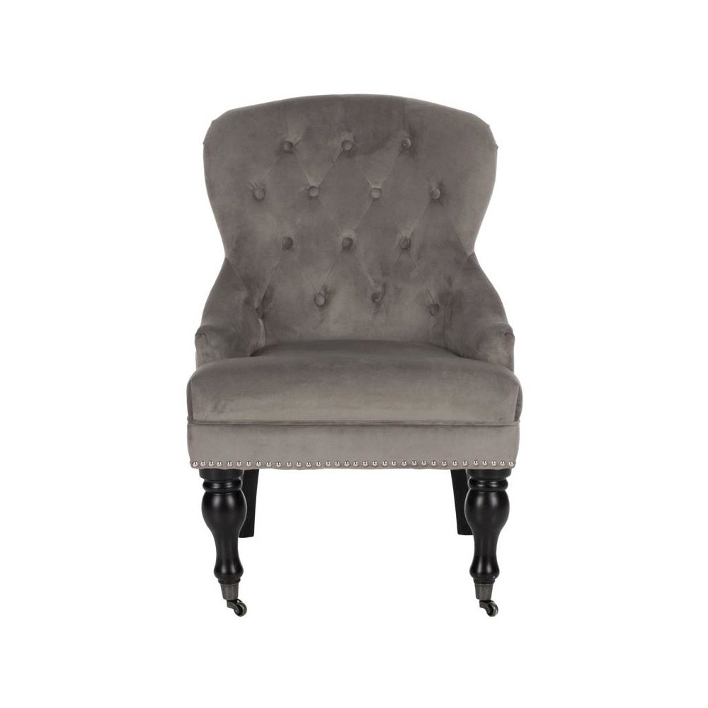 FALCON TUFTED ARM CHAIR W/ SILVER NAIL HEADS. Picture 1