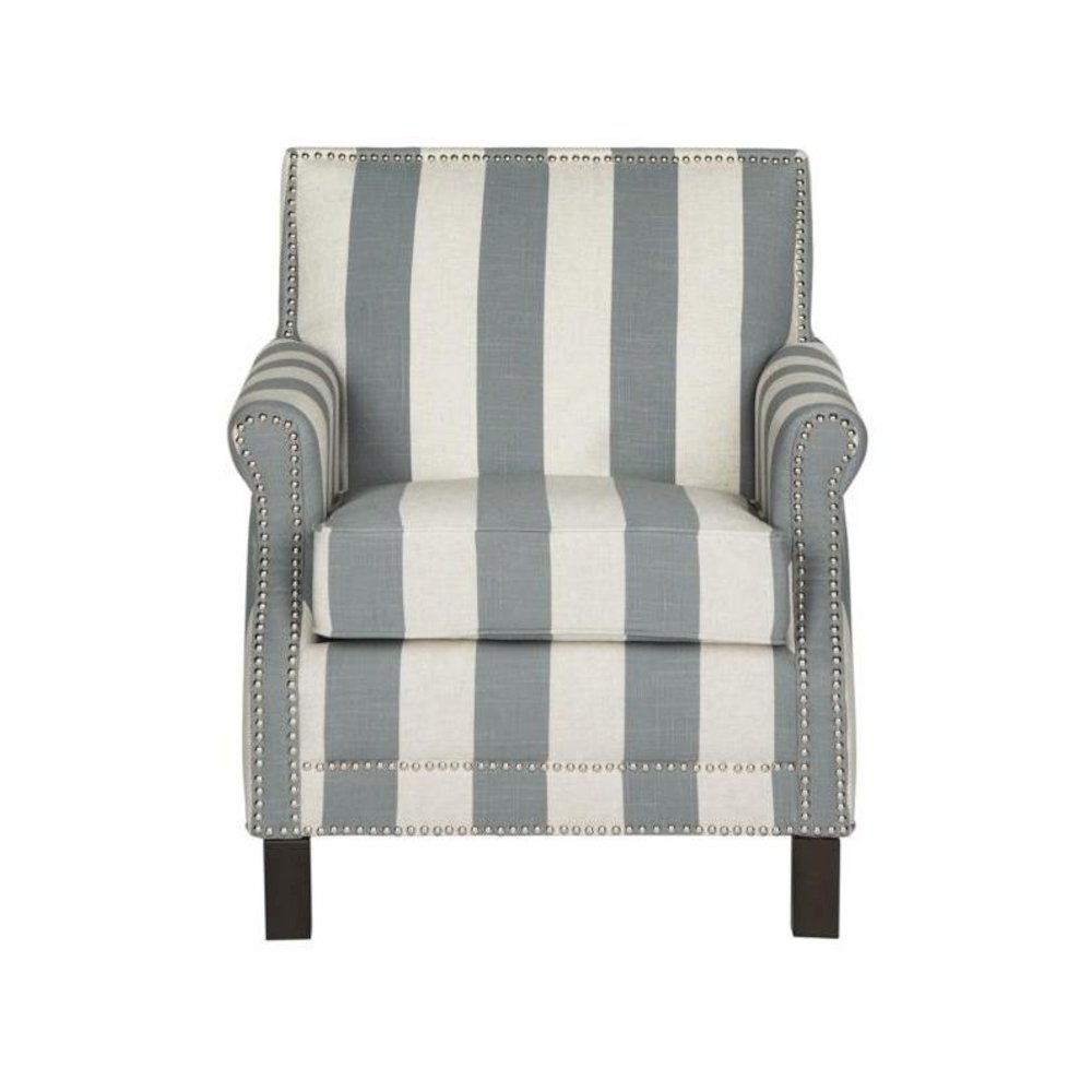 EASTON CLUB CHAIR WITH AWNING STRIPES - SILVER NAIL HEADS, MCR4572J. Picture 1