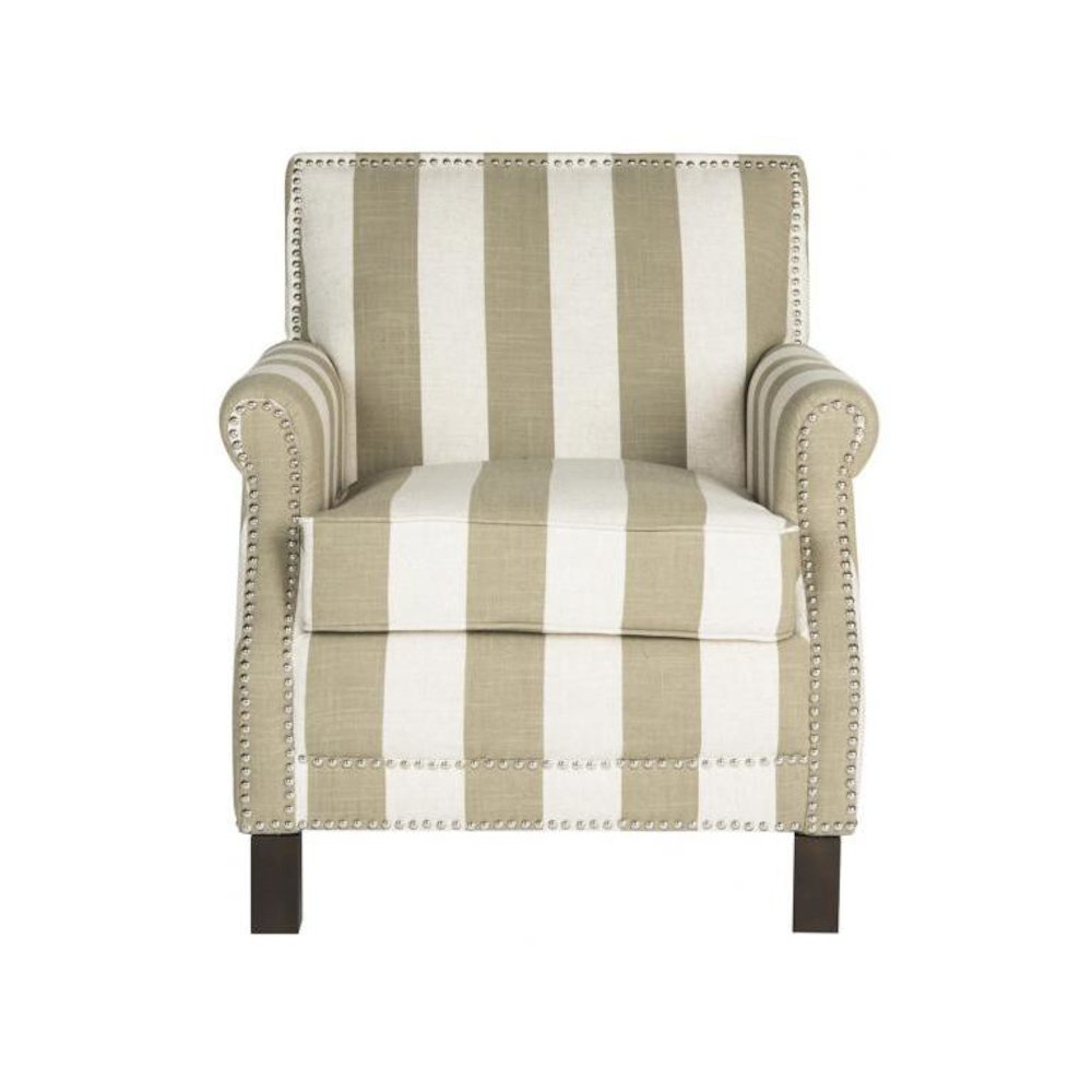 EASTON CLUB CHAIR WITH AWNING STRIPES - SILVER NAIL HEADS, MCR4572K. Picture 1