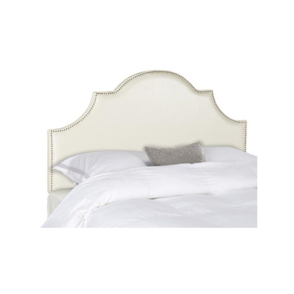HALLMAR WHITE LEATHER HEADBOARD - SILVER NAIL HEAD, MCR4027N. Picture 1