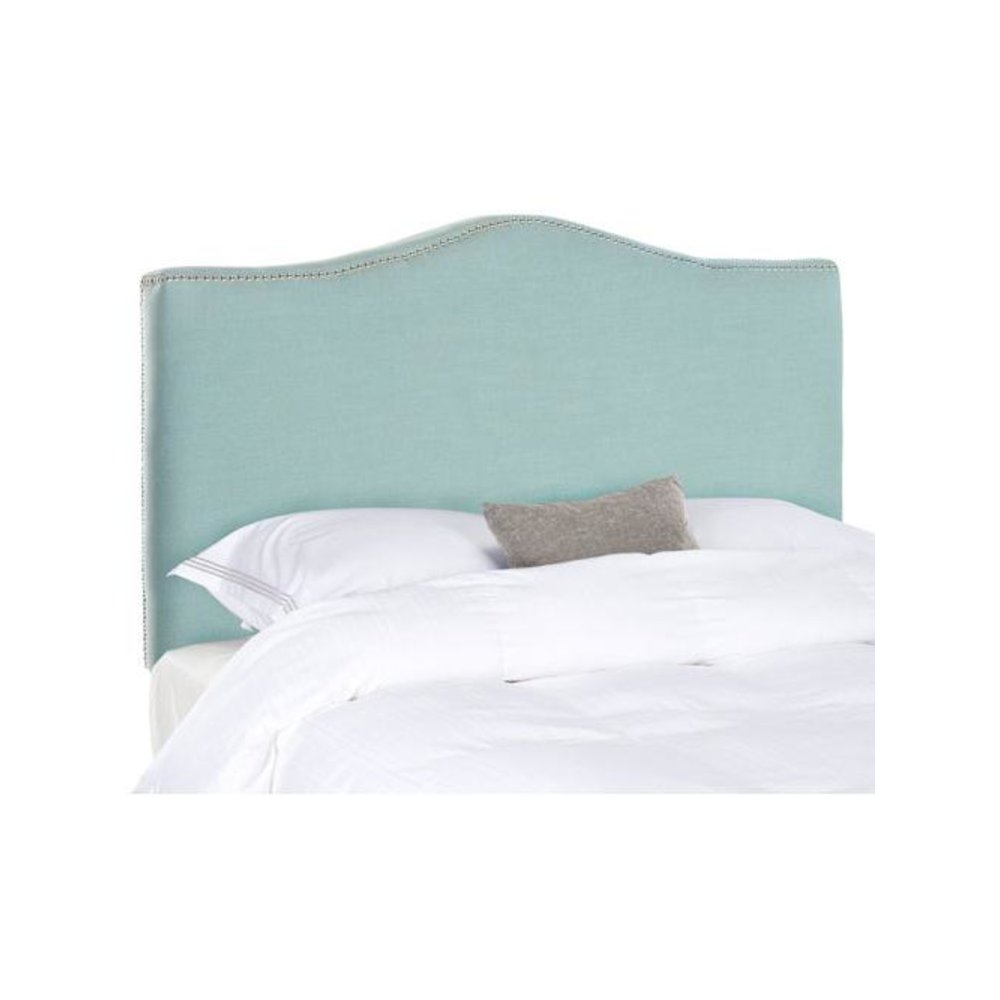 JENEVE SKY BLUE WINGED HEADBOARD - SILVER NAIL HEAD. Picture 1