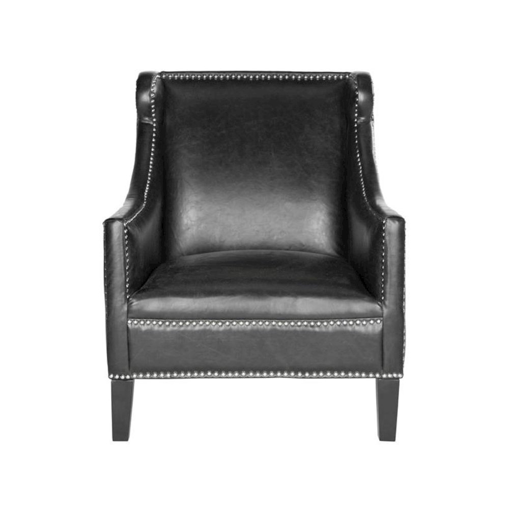 MCKINLEY LEATHER CLUB CHAIR - SILVER NAIL HEADS. Picture 1