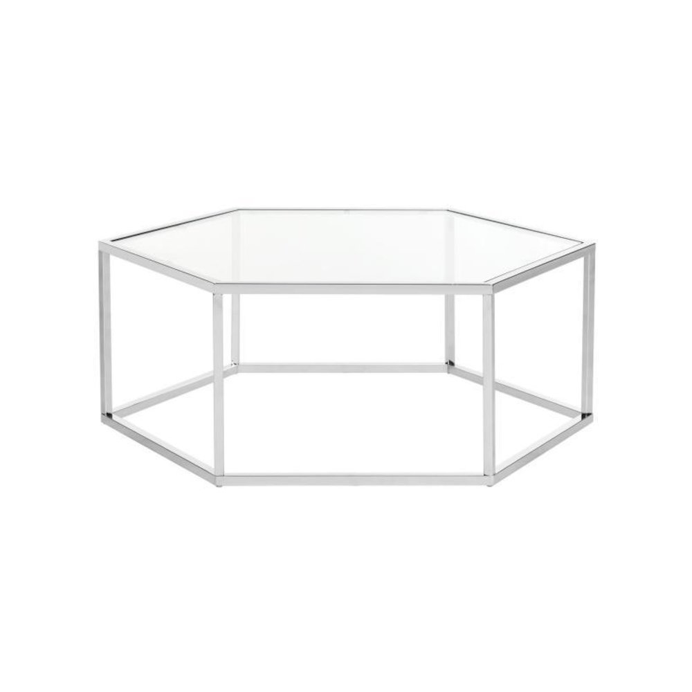 Home Collection Eliana Chrome and Glass Hexagon Coffee Table. Picture 1