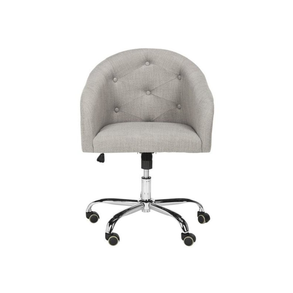 AMY TUFTED LINEN CHROME LEG SWIVEL OFFICE CHAIR. Picture 1