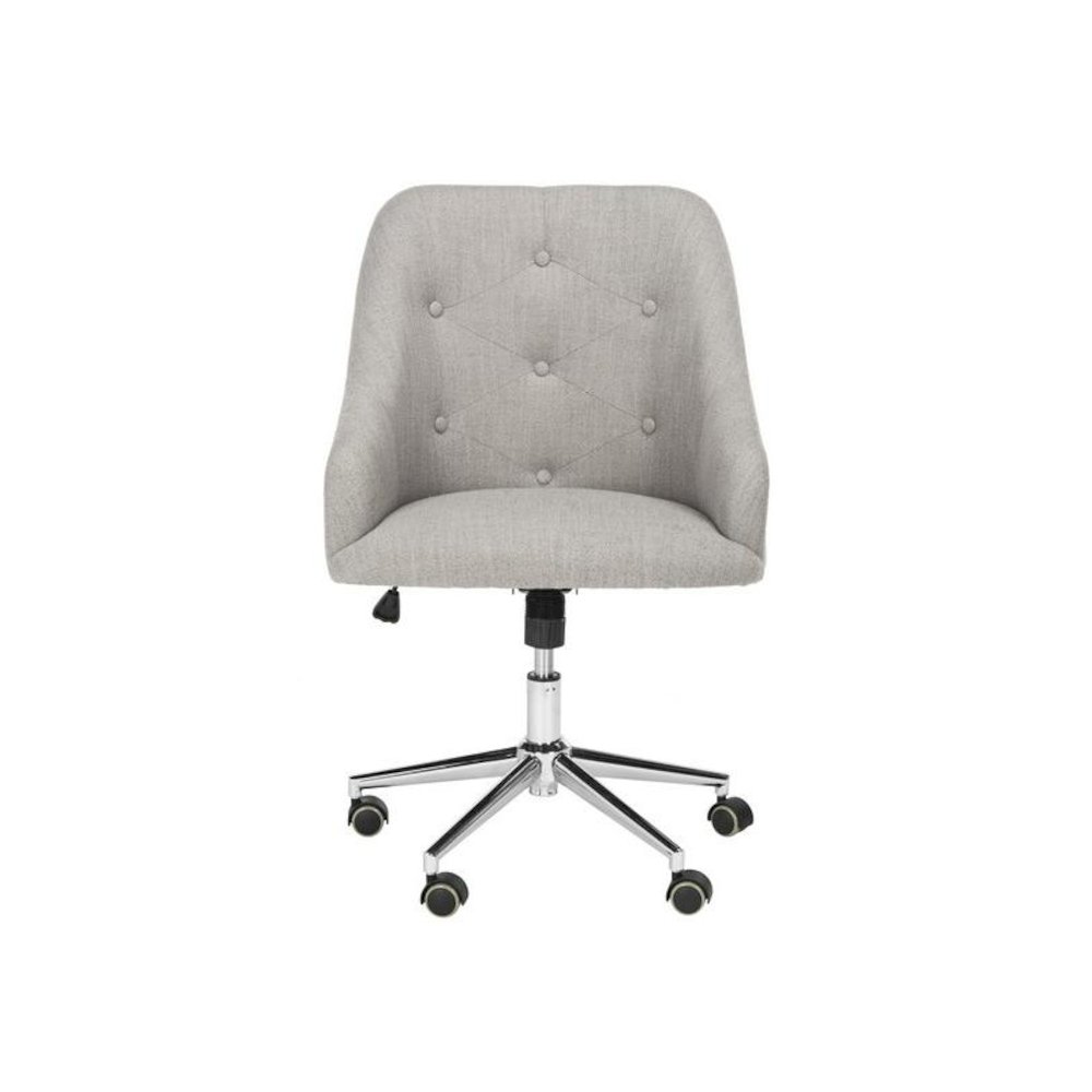 EVELYNN TUFTED LINEN CHROME LEG SWIVEL OFFICE CHAIR. Picture 1