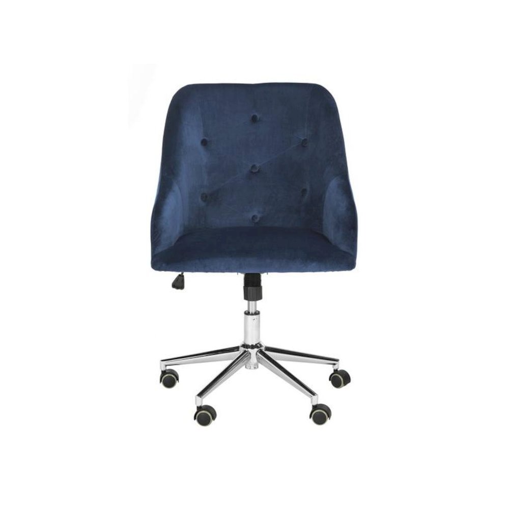 EVELYNN TUFTED VELVET CHROME LEG SWIVEL OFFICE CHAIR. Picture 1