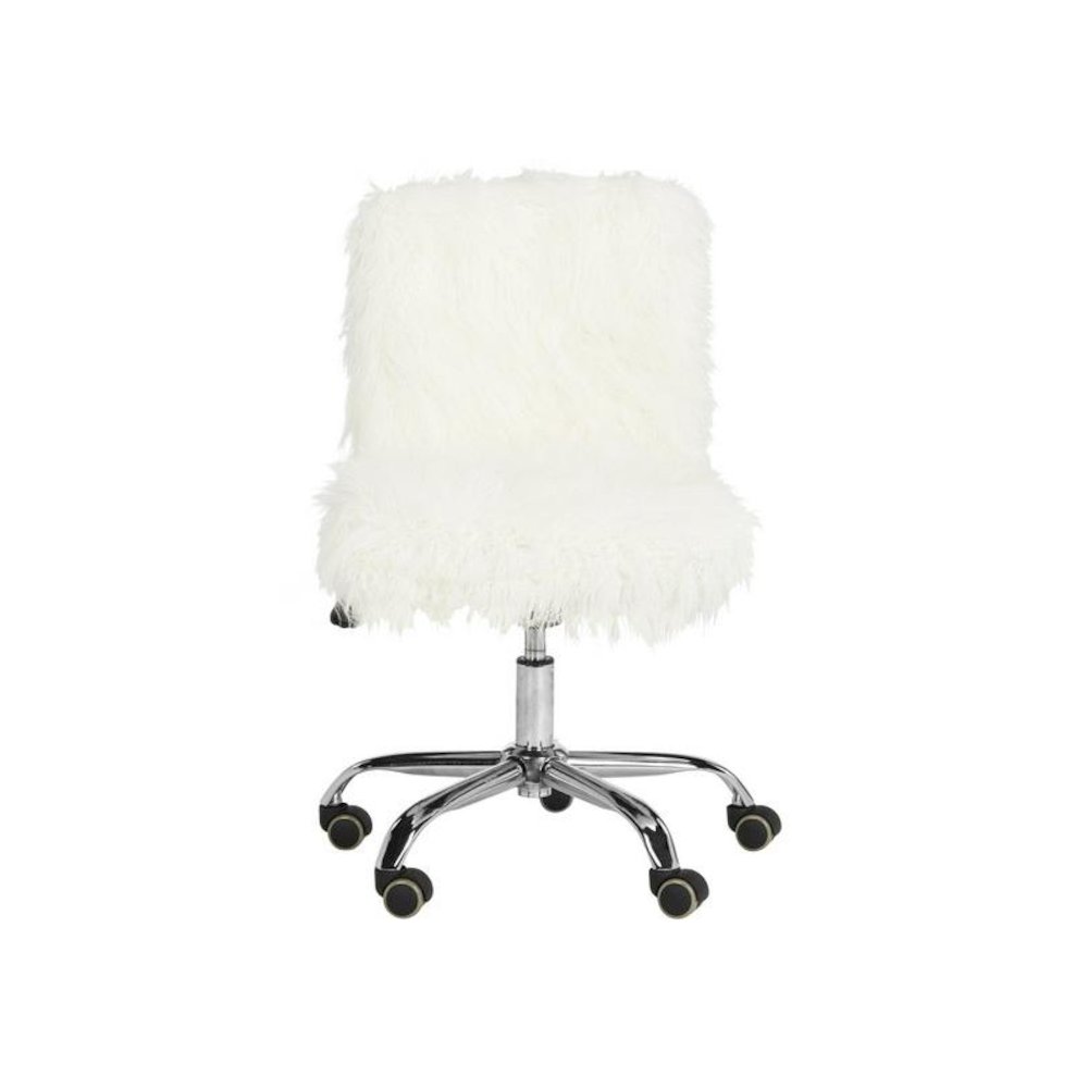 WHITNEY FAUX SHEEPSKIN CHROME LEG SWIVEL OFFICE CHAIR. Picture 1
